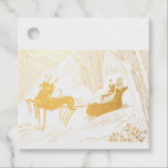 Vintage Art Deco Christmas Sleigh Ride Card  Favour Tags<br><div class="desc">Celebrate the magic of the holiday season with this elegant vintage Art Deco Christmas sleigh ride illustration. This stylish winter scene features a striking black horse pulling a bright red sleigh through a snowy forest while a sophisticated couple rides beneath falling snow. The bold lines, minimalist composition, and dramatic contrast...</div>