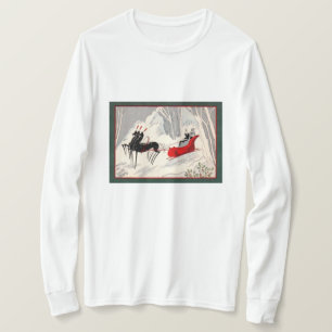 Vintage Art Deco Christmas Sleigh Ride Card  T-Shirt