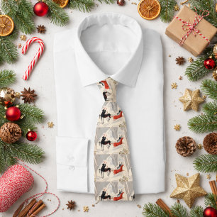 Vintage Art Deco Christmas Sleigh Ride Tie