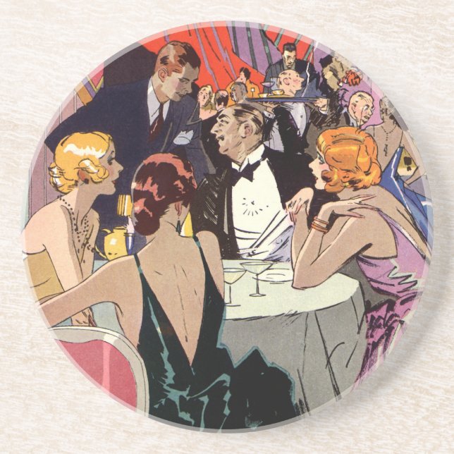 Vintage Art Deco Cocktail Party at Nightclub Coaster (Front)