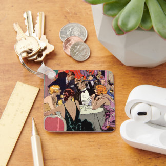 Vintage Art Deco Cocktail Party at Nightclub Key Ring