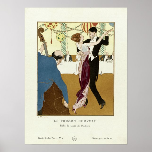 Vintage Art Deco Couple Dancing The Tango Poster (Front)