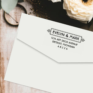 Vintage Art Deco Couple Return Address Self-inking Stamp