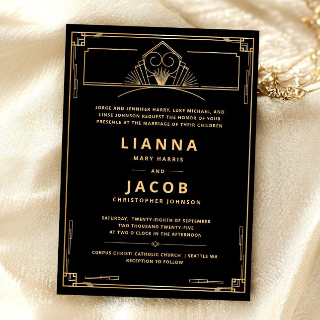 Vintage Art Deco Elegant Wedding Invitation (Creator Uploaded)