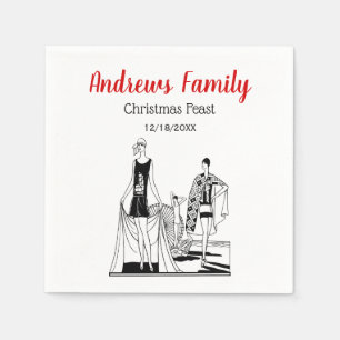 Vintage Art Deco Fashionable Ladies at the Beach Napkin