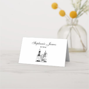 Vintage Art Deco Fashionable Ladies at the Beach Place Card