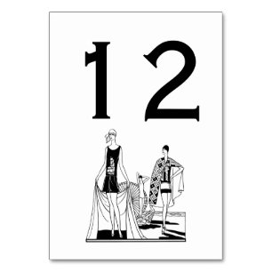 Vintage Art Deco Fashionable Ladies at the Beach Table Number
