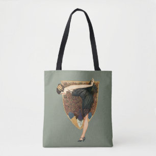Vintage Art Deco Flapper with Peacock Tote Bag