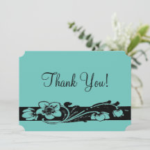 Vintage Art Deco Floral Border Thank You card