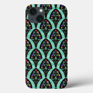 Vintage Art Deco Flower Fan Mosaic iPhone 13 Case