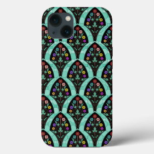 Vintage Art Deco Flower Fan Mosaic iPhone 13 Case
