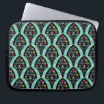Vintage Art Deco Flower Fan Mosaic Laptop Sleeve<br><div class="desc">A vintage,  art deco inspired fan shaped pattern with colourful flowers on black with a mint green,  faintly geometric background. Inspired by the roaring twenties / Gatsby. A classic,  pretty,  modern floral design for anyone who likes the 20's / an antique feel.</div>
