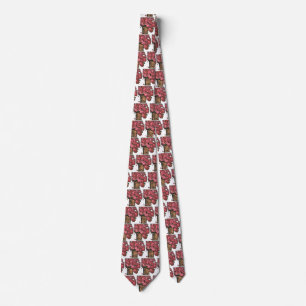 Vintage Art Deco Flowers, Pink Garden Roses Tie