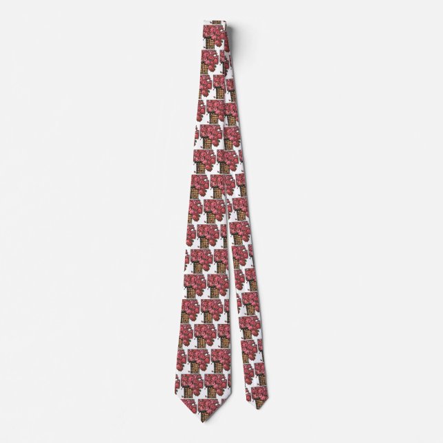Vintage Art Deco Flowers, Pink Garden Roses Tie (Front)