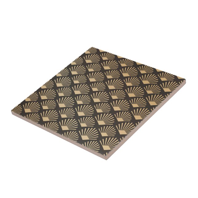 Vintage Art Deco Gatsby Fan Pattern  Tile (Side)