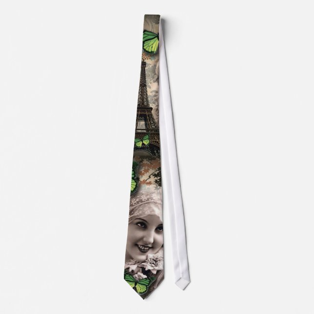 vintage art deco gatsby girl Parisian fashionista Tie (Front)
