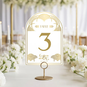 Vintage Art Deco Gold Arch Wedding Table Number