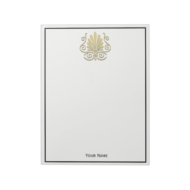 Vintage Art Deco Gold Plume Arabesque Notepad (Rotated)