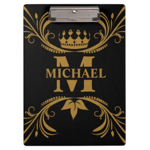 Vintage Art Deco Golden Name Monogram Clipboard