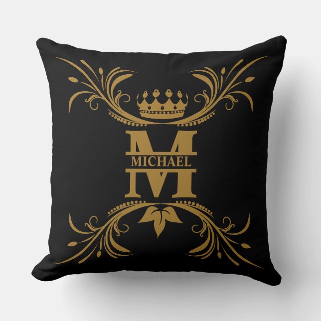 Vintage Art Deco Golden Name Monogram Cushion (Front)