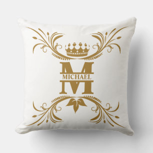 Vintage Art Deco Golden Name Monogram Cushion
