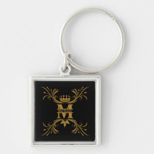 Vintage Art Deco Golden Name Monogram Key Ring