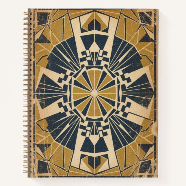 Vintage Art Deco Golden Octagon Geometric Journal (Front)