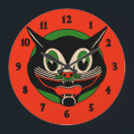 Vintage Art Deco Halloween Cat Large Clock<br><div class="desc">Vintage Art Deco Halloween Cat Large Clock</div>