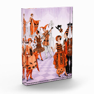 Vintage Art Deco Halloween Party Illustration Photo Block