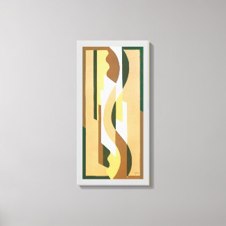 Vintage Art Deco Jazz Curve Pattern Autumn Colours Canvas Print