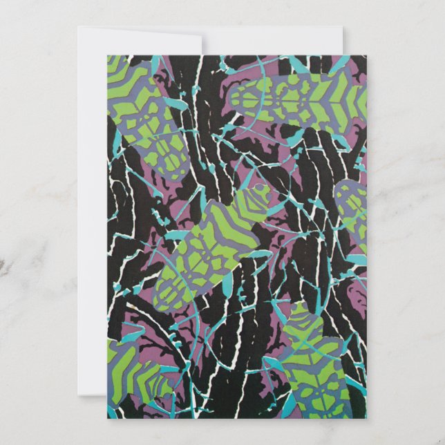 Vintage Art Deco Jazz Pochoir Beetles in Garden (Front)