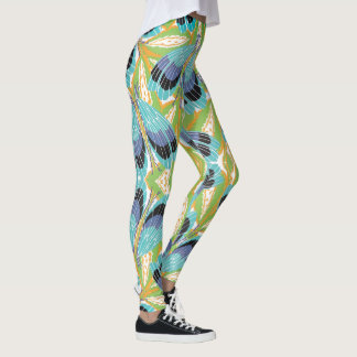 Vintage Art Deco Jazz Pochoir Garden Bugs Insects Leggings