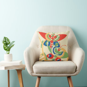 Vintage Art Deco Jazz Pochoir Garden Butterflies Cushion