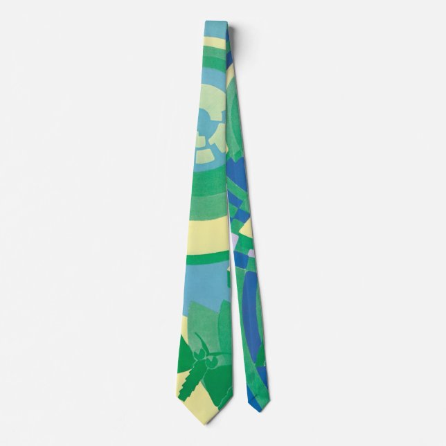 Vintage Art Deco Jazz Pochoir Garden Butterflies Tie (Front)