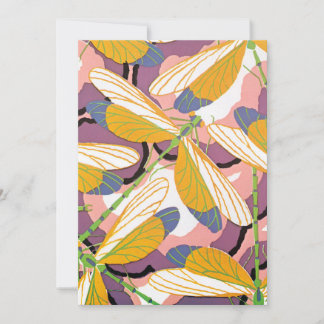 Vintage Art Deco Jazz Pochoir Garden Dragonflies