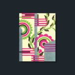 Vintage Art Deco Jazz Pochoir Geometric Pattern Canvas Print<br><div class="desc">Vintage illustration art deco jazz pochoir wallpaper pattern by Serge Gladky from Nouvelles Compositions Decoratives, Paris, 1929. Pochoir is a stencil technique common in surrealism paintings. An elegant and chic cubism floral design featuring geometric shapes and colours. Pink flowers with green leaves from a spring garden on a yellow background....</div>