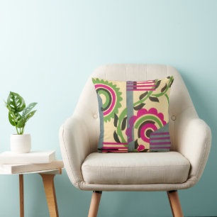 Vintage Art Deco Jazz Pochoir Geometric Pattern Cushion