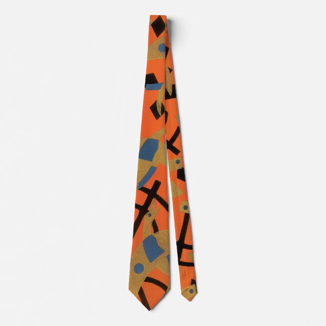 Vintage Art Deco Jazz Pochoir Golden Birds Animal Tie (Front)