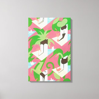 Vintage Art Deco Jazz Pochoir Palm Trees and Birds Canvas Print