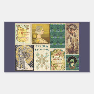 Vintage Art Deco Ladies Rectangular Sticker