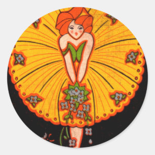 VINTAGE ART DECO LADY 8 STICKERS