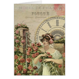 Vintage Art Deco Lady Flower Clock Design