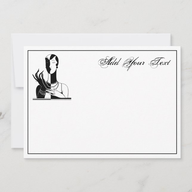 Vintage Art Deco Lady With Pearls Black Transp (Front)