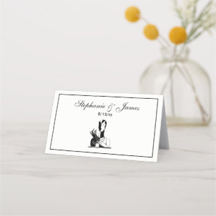 Vintage Art Deco Lady With Pearls Black Transp Place Card