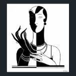 Vintage Art Deco Lady With Pearls Black Transp Poster<br><div class="desc">Vintage Art Deco Lady With Pearls - Vintage Advertising Art - Black & Transparent Image Customizable invitations and accessories with a stylized vintage art deco advertising art image of a fashionable 1920s - 1930s woman wearing pearls. You can easily customize these products by adding text fields, removing existing text fields,...</div>
