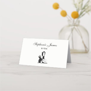 Vintage Art Deco Lady With Pearls Blk White Place Card
