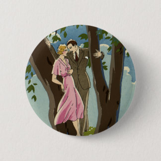 Vintage Art Deco Love and Romance Newlyweds Couple 6 Cm Round Badge