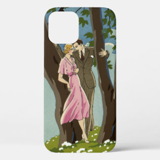 Vintage Art Deco Love and Romance Newlyweds Couple iPhone 12 Case