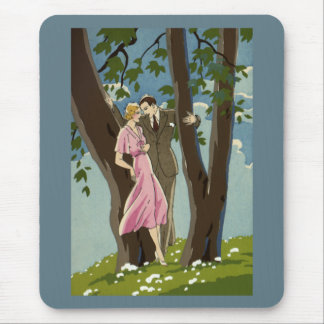 Vintage Art Deco Love and Romance Newlyweds Couple Mouse Pad