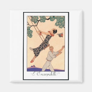 Vintage Art Deco Love, The Swing by George Barbier Magnet
